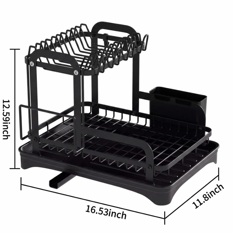 2-Tier Dish Drying Rack with Drainboard