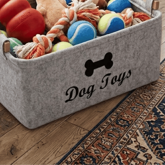 Dog Toy Storage Basket | Large Felt Bin Organizer
