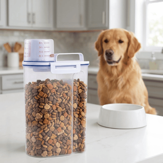 Airtight Pet Food Storage Organizer with Measuring Cup