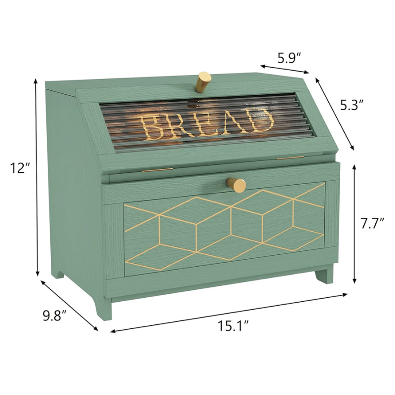 Wooden Bamboo Bread Box for Kitchen Counter, Large Capacity