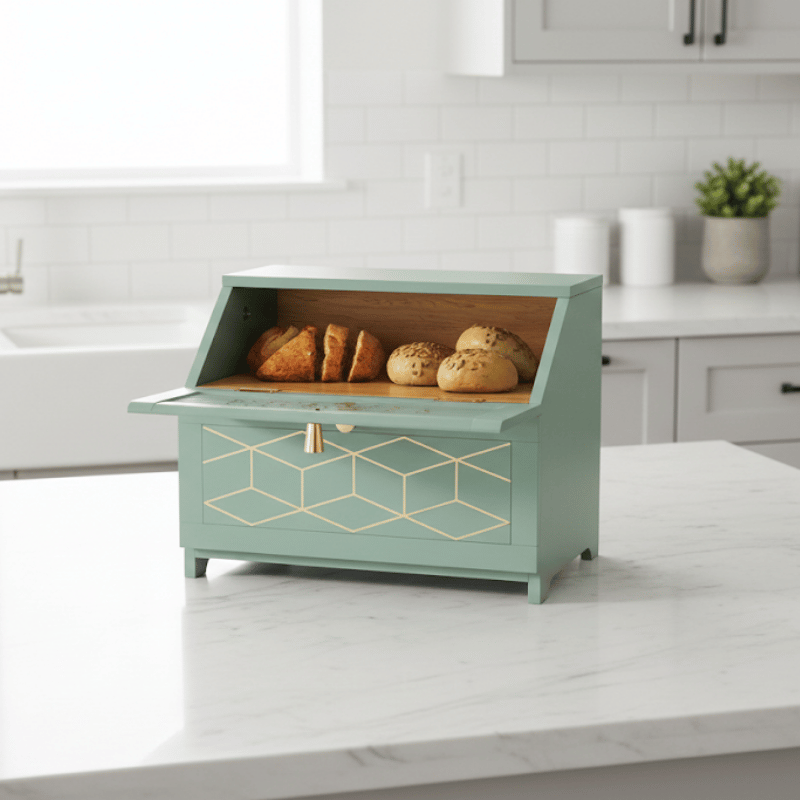 Wooden Bamboo Bread Box for Kitchen Counter, Large Capacity