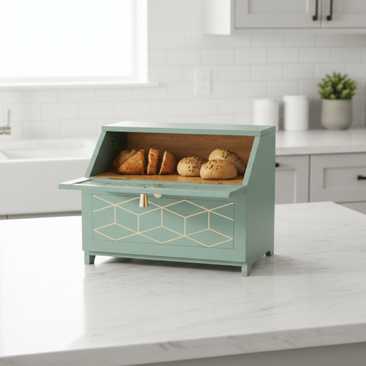 Wooden Bamboo Bread Box for Kitchen Counter, Large Capacity