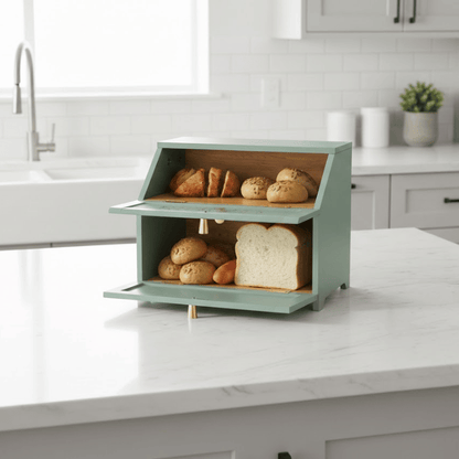 Wooden Bamboo Bread Box for Kitchen Counter, Large Capacity