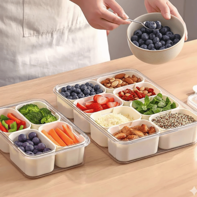 Fridge Food Storage Box with Compartments