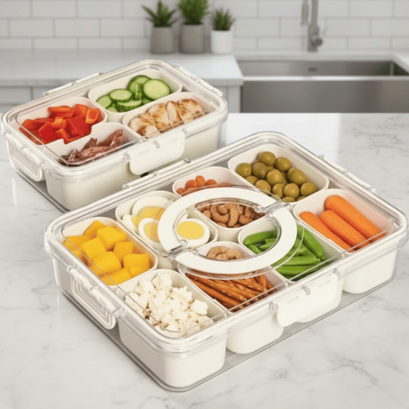 Fridge Food Storage Box with Compartments