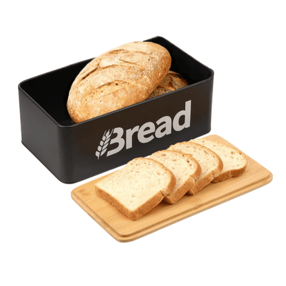 4-Piece Metal Bread Box & Canisters Set with Bamboo Lids