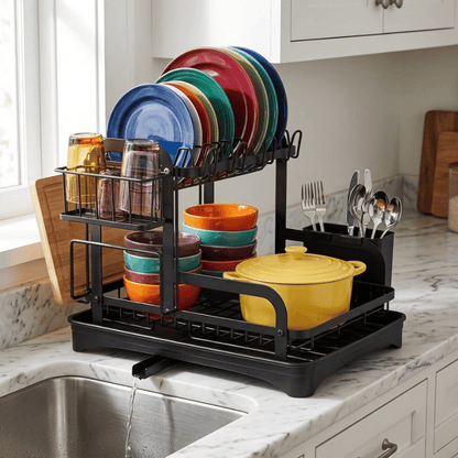 2-Tier Dish Drying Rack with Drainboard