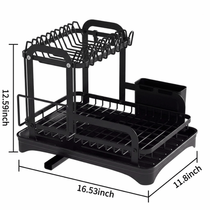 2-Tier Dish Drying Rack with Drainboard