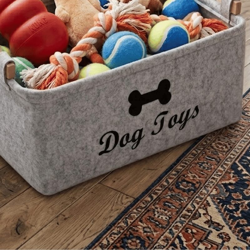 Dog Toy Storage Basket | Large Felt Bin Organizer