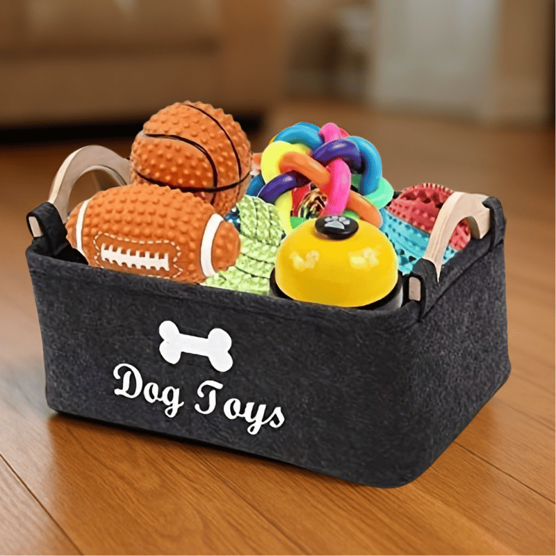 Dog Toy Storage Basket | Large Felt Bin Organizer