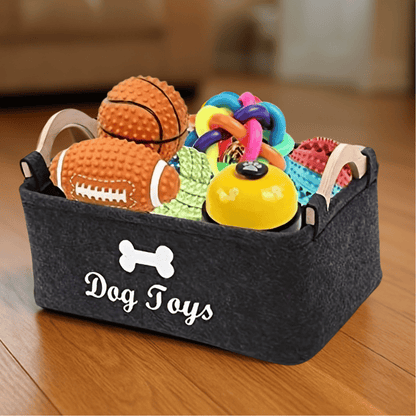 Dog Toy Storage Basket | Large Felt Bin Organizer