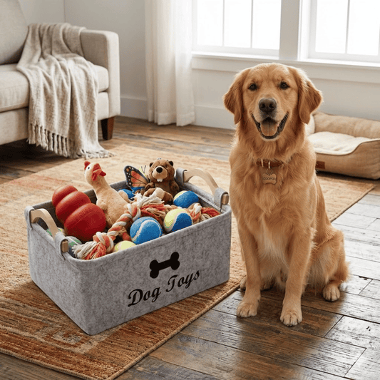 Dog Toy Storage Basket | Large Felt Bin Organizer
