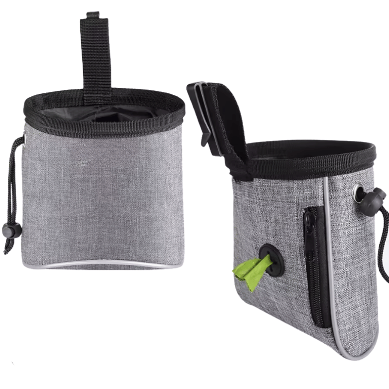 Dog Treat Training Pouch with Poop Bag Dispenser — Belt Clip