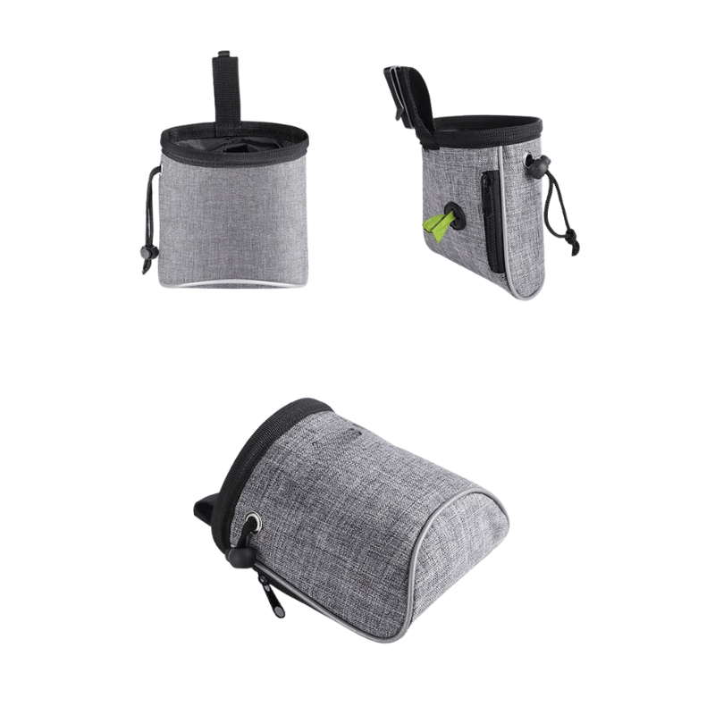 Dog Treat Training Pouch with Poop Bag Dispenser — Belt Clip