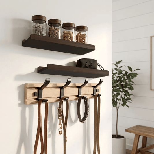 Dog Walking Organizer Wall Mount Station with Treat Jars