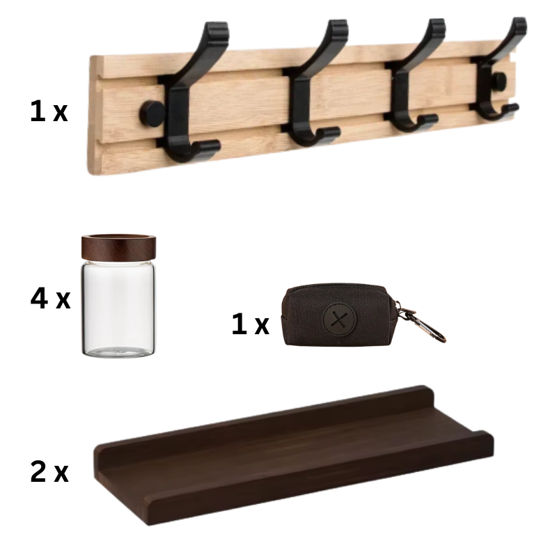Dog_Walking_Organizer_Wall_Mount_Station_with_Treat_Jars