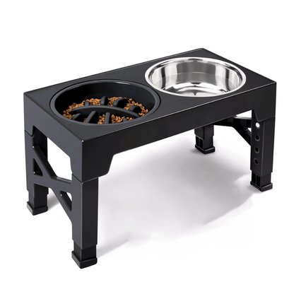 Elevated Dog Feeder — Adjustable Stand & Stainless Steel Bowls