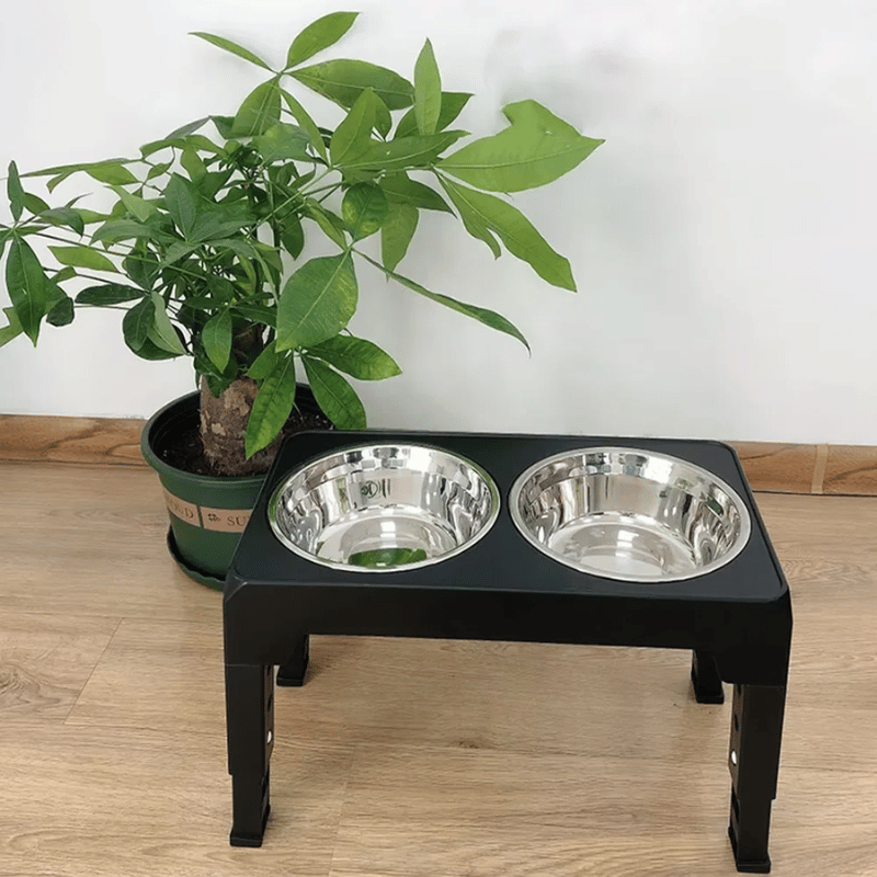 Elevated Dog Feeder — Adjustable Stand & Stainless Steel Bowls