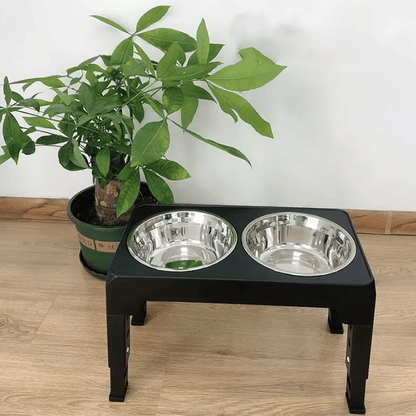 Elevated Dog Feeder — Adjustable Stand & Stainless Steel Bowls