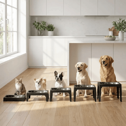 Elevated Dog Feeder — Adjustable Stand & Stainless Steel Bowls
