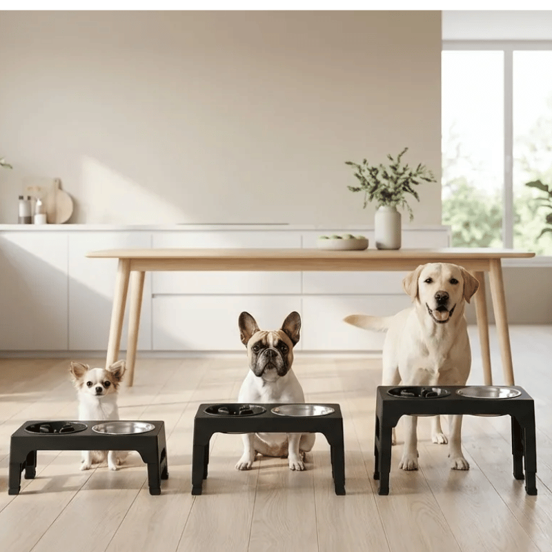 Elevated Dog Feeder — Adjustable Stand & Stainless Steel Bowls