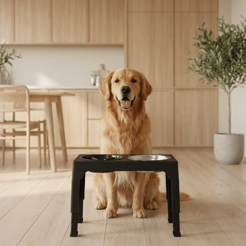 Elevated Dog Feeder — Adjustable Stand & Stainless Steel Bowls