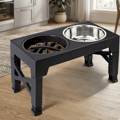 Elevated Dog Feeder — Adjustable Stand & Stainless Steel Bowls