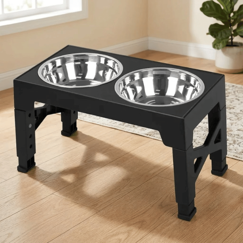 Elevated Dog Feeder — Adjustable Stand & Stainless Steel Bowls