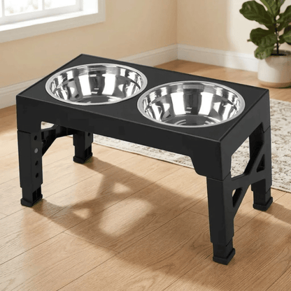 Elevated Dog Feeder — Adjustable Stand & Stainless Steel Bowls