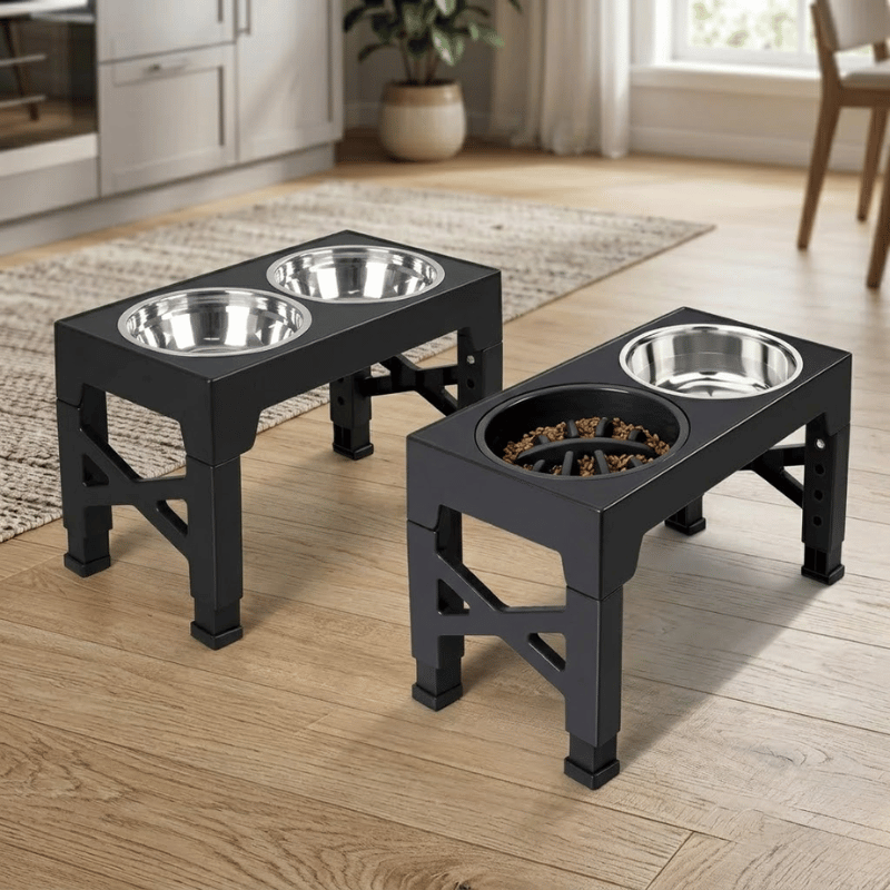Elevated Dog Feeder — Adjustable Stand & Stainless Steel Bowls