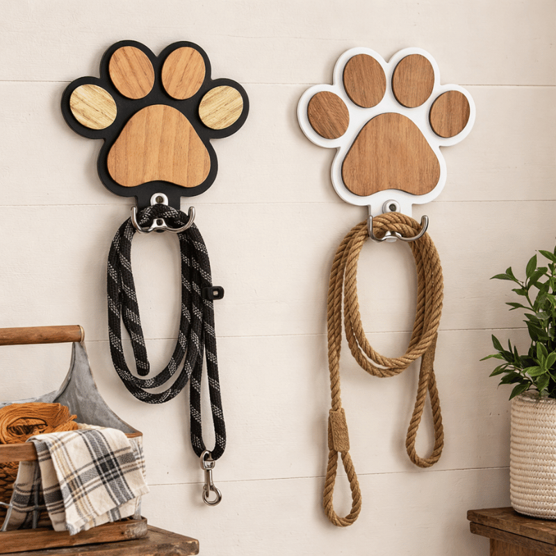Paw Print Dog Leash Holder Wall Hook