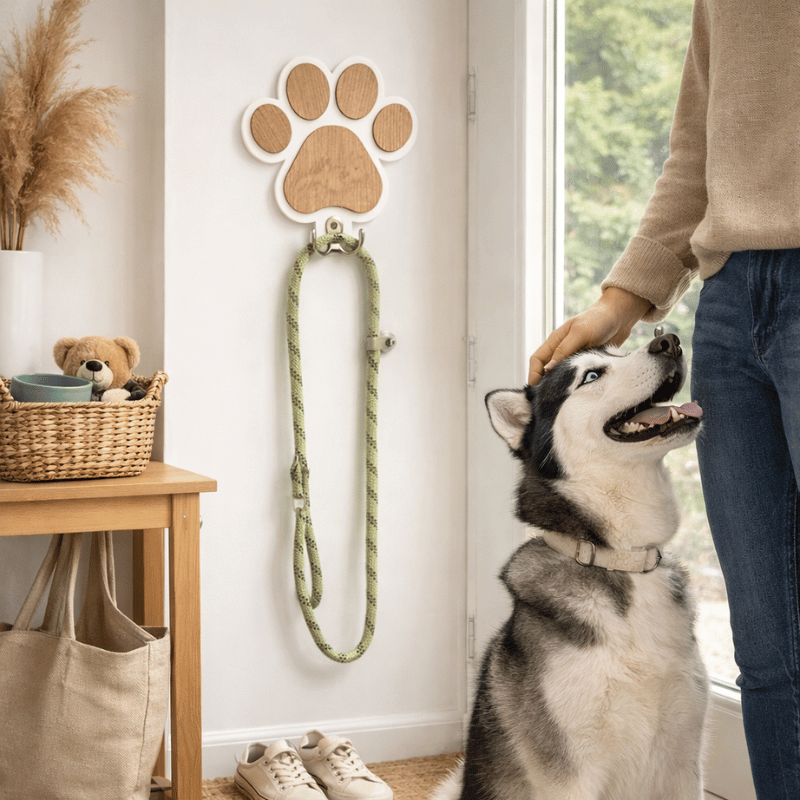 Paw Print Dog Leash Holder Wall Hook
