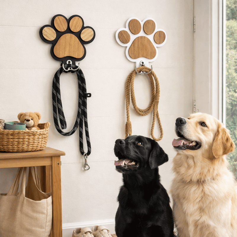 Paw Print Dog Leash Holder Wall Hook
