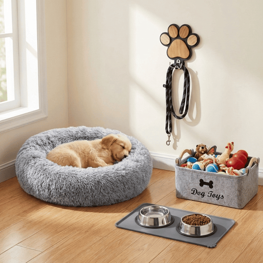 Puppy Starter Gift Kit – Bed, Mat, Toy Basket & Leash Set