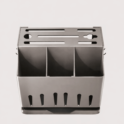 Stainless Steel Utensil Holder with Drain Tray